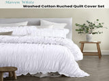 Vintage Design Homewares Haven White Washed Cotton Ruched Quilt Cover Set King V442-HIN-QUILTCS-HAVEN-WHITE-KI