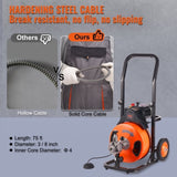Drain Cleaner Machine 75FT x 3/8Inch, Auto Feed Sewer Snake Auger with 4 Cutter & Air-activated Foot V952-ZDJJKLSGDSTJZXGSSV3