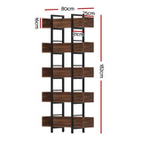 Artiss Bookshelf 5-Tier Bookcase Display Shelves Metal Storage Stand Rack Walnut MET-BSHELF-01-WAL