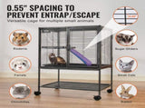 34" Metal Small Animal Cage 2-Tier Rolling Ferret Cage with Tray A Ramp V952-JSXDLJS24173EGCSNV0