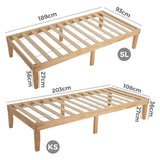 Single Size Warm Wooden Natural Bed Base Frame King Single V264-STB-108P-NTR-KS-1