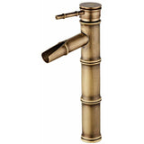High Bamboo Faucet, Waterfall Basin Mixer Tap, Single Hole Hot and Cold Water Available, Bronze V1237-ZY-715-066