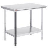 VEVOR 910x610mm Stainless Steel Kitchen Bench Commercial Work Food Prep Table V952-60X90X80CFGZT0001V0