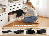 Artiss Storage Ottoman Bench Folding Blanket Box Toy Organiser Foot Stool Black OTM-C-COF-LIN-BK