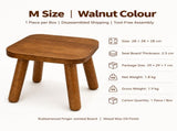 Versatile Solid Wood Small Stool and Mini Side Table with Rounded Square Top and Cylindrical Legs V1341-ZY-CDAYK5YM-S-WALNUT