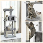 Grey Road Cat Tree Tower Scratching Post Scratcher Cats Condo House Bed 143cm V201-W12900685