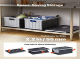 Plastic Collapsible Storage Bins with Lids, 65L 3 Packs, Stackable Folding Storage Crates with V952-KZDSLCWXHHS671U7U001V0
