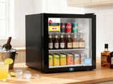 Devanti 56L Bar Fridge Glass Door Mini Fridge Countertop Cooler Black BF-F-G-56L-BK