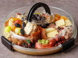 Eetblad Bamboo plate with clear lid Dried fruit plate Rice picnic Portable Deli container V1259-DP01-BO-93
