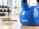 Everfit 16kg Kettlebell Cast Iron Weightlifting Bench Dumbbells Kettle Bell Blue FIT-K-KB-16KG-BL