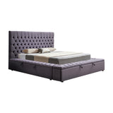 King Size Bedframe Velvet Upholstery Dark Grey Colour Tufted Headboard Deep Quilting V43-BED-ANA-KGR