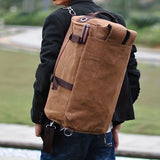 Retro Canvas Backpack Duffle Backpack Hybrid Vintage Travel Bag Canvas Laptop - Black - Size M V1106-DSZ-0012-001-BLK-M