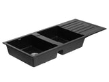 Cefito Kitchen Sink 116x50cm Granite Stone Sink Double Bowl Black SINK-STONE-A-11650-BK