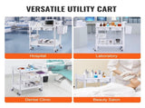 2 Tiers Lab Carts, Lab Utility Cart 2 Trays, 2 Drawers & 4 Silent Wheels, Mobile Medical Cart V952-SYSTCECKFBS4Q6WT7V0