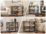Artiss Semi-Circle End Table 3 Tier Coffee Table Side Nightstand Shelf Marble Effect White&Black FUR-Z-COF10-BKWH
