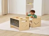 Montessori Weaning Table and Chair Set, 3 In 1 Wooden Toddler Table and Chairs with Chalkboard, V952-ETDNZY1708118E4HMV0