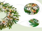 26 Inch Spring Greenery Wreath for Front Door, White Daisy & Yellow Forsythia Floral Wreath with V1258-DP02-C-2682