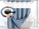 Blue Hook Free Waffle Weave Shower Curtain - Double Layer Curtain with Removable V888-ELOSUNG55235-12
