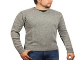 100% Shetland Ragg Wool V Neck Knit Jumper Pullover Mens Sweater Knitted - Grey - XL V563-SW-VN-GRY21-XL