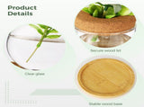 6PCS Plants Propagation Stations, Desktop Glass Propagation Vases with Wood Lid and Stand, V1192-AZ-W-18296