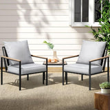 Gardeon 3PC Outdoor Furniture Bistro Set Lounge Setting Chairs Table Patio Black ODF-ST-PLW-3PCS-BK