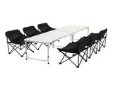 Weisshorn 7pc Camping Table Chair Set Outdoor Folding Aluminium Portable Picnic CAMP-MOON-BKX6-MDF-240