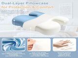 Side Sleeper Pillow for Anti-Wrinkle, Cooling Memory Foam Beauty Pillows for Neck Pain & Breathing V1107-115-88297-BLU