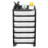 Scrapbook Rolling Storage Cart 6-Tier Large Capacity with 6 Clear Cases Black V952-JTZCCHTZ6CJT66C1SV0