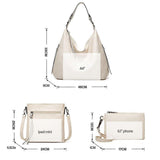 Women's Soft Leather Tote Bags 3pcs Fashion Handbag Wallet Shoulder Purse Set V1263-JX-3521
