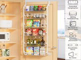 CARLA HOME 6-Tier Over the Door Organizer Heavy-Duty Metal Pantry Rack with Hanging Baskets for Home LSB-36341