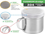 10 oz Stainless Steel Salt Pepper Dredge Shakers 2-pcs 10 oz Powdered Sugar Shakers V1259-DP01-F-523
