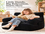Soft Corduroy Kids Armchair with Pockets, Comfy Foam-Filled Lounge Seat for Bedroom Living Room V1341-ZY-AZA5DQVS-BLUE