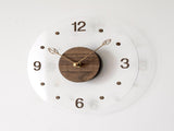 Brown Black Modern Wall Clock Transparent Clock Wooden Centre Clock Leaf Hands Clock V1347-115-BLA-32791