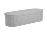 Oval Storage Ottoman Bench, Foldable Teddy Fleece End of Bed Bench, Folding Upholstered Bed Ottoman V952-BYWSZYKZDK40KOB06001V0