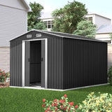 Giantz Garden Shed 2.6x3.9M w/Metal Base Sheds Outdoor Storage Workshop Tool Shelter Sliding Door SHED-GAB-12X8X6-BS-ABC