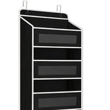 Storage Marvel in Black & Gray 3-Tier Over-the-Door Organizer with 3 Large Pockets. Sturdy and V1102-MHSND002