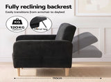 Artiss Reclining Armchair Velvet Sofa Bed Daybed Chair Single Chair Black UPHO-K-ARM-VEL-BK