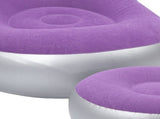 Inflatable Lounge with Foot Stool PVC Flocking Folding Inflatable Couch Blow Up Lounger Sofa V1294-YM0901-3116250000512