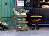 3-Tier A-Frame Wooden Sidewalk Sign Chalkboard With Display Shelf Planter Stand V767-JJ-XZ161