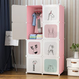 SOGA 8 Cubes Pink Portable Wardrobe Divide-Grid Modular Storage Organiser Foldable Closet WROBE2010