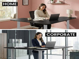 FORTIA Corner Standing Desk, 160x140cm, 72-118cm Sit to Stand Up Electric Height Adjustable, Black V219-ADKCORFOR1BKSA