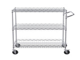 Kitchen Utility Cart, 3 Tiers, Wire Rolling Cart with 300kg Capacity, Steel Service Cart on Wheels, V952-WGCFTCCB30X184GWTV0