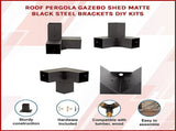 Roof Pergola Gazebo Shed Matte Black Steel Brackets DIY Kits V63-847771