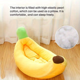 Banana-Shaped Pet Bed Removable Washable Pet Bed Small Medium Dog Bed Cat Bed - Yellow - Size V1106-136-16977-YEL-58-35CM