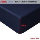 Accessorize 400TC Navy Bamboo Cotton Fitted Sheet 40cm Wall King V442-HIN-FITTEDS-BAMBOOCOTTON40CM-NAVY-KI