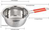 Stainless Steel Perforated Metal Colander Strainer with Long Red Handle Sieve Sifters Use for V1188-WSZ-A-1814