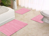 Bathroom Rugs Sets 3 Piece, Absorbent Non-Slip Bath Mat, Super Soft U-Shaped Toilet Rug, Bathroom V1369-AZ3-W-09639