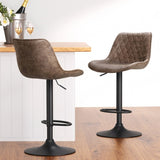 Artiss 4x Bar Stools Gas Lift Vintage Leather Brown BA-K-9976-BRX4