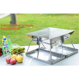 Foldable Stainless Steel Charcoal BBQ Grill with Carry Handle for Camping, Picnics, Beach Trips and V1189-LC-HW-00363
