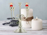 Plated Multi-Branch Iron Candlestick Holder, European Styleative Candle Stand for Tabletop V1369-AZ3-W-19628
